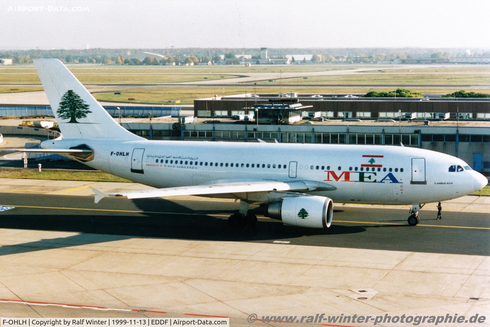 F-OHLH, 1988 Airbus A310-304 C/N 447, Airbus A310-304 - ME MEA Middle East Airlines - 447 - F-OHLH - 11.1999 - FRA