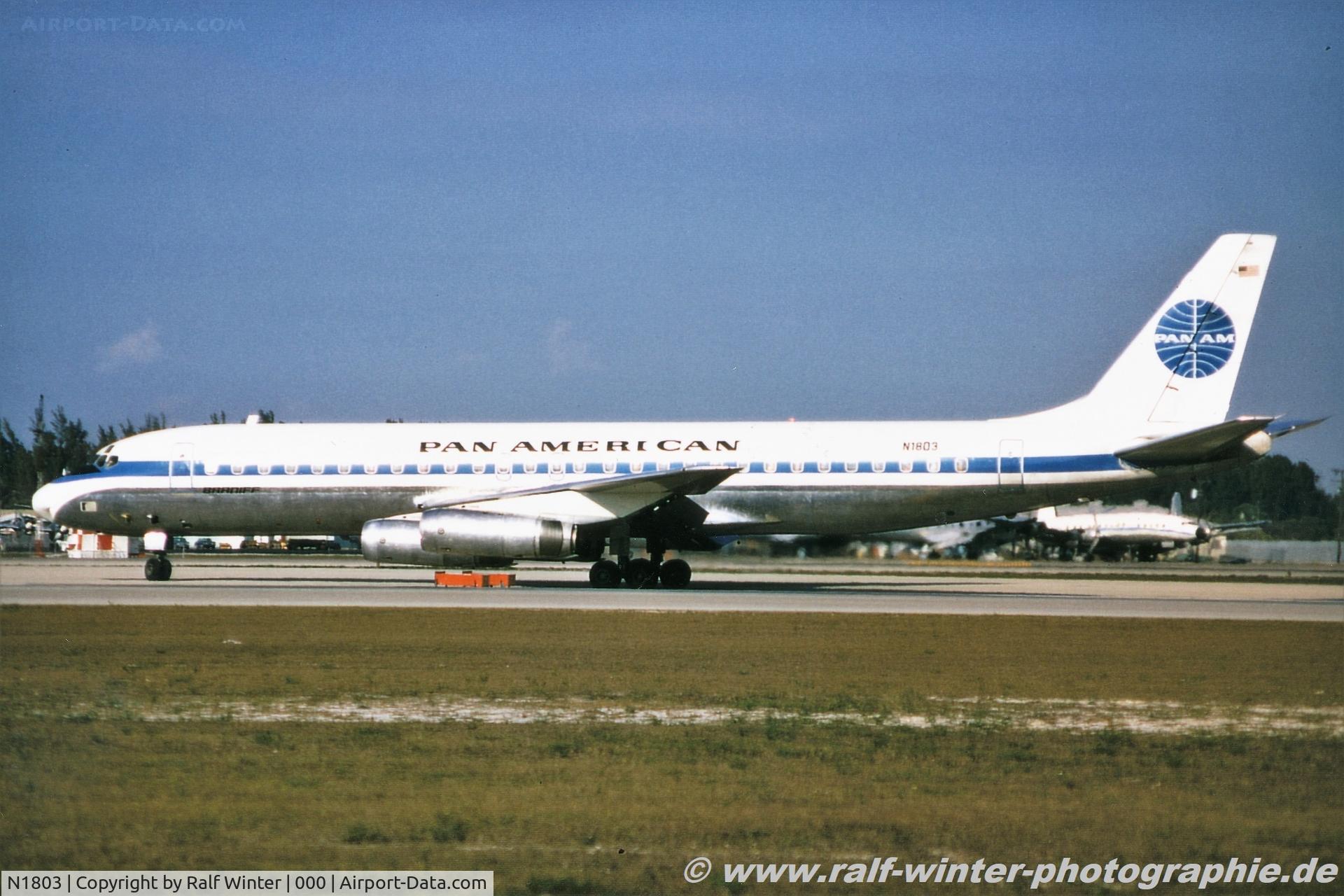 N1803, 1967 Douglas DC-8-62 C/N 45895, Douglas DC-8-62 - Pan Am opby Braniff Intrnational Airways - 45895  - N1803 - 12.1996