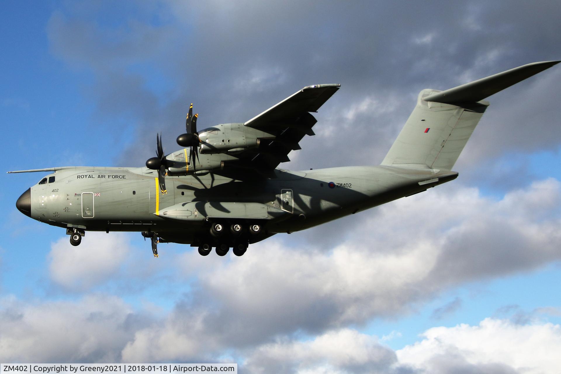 ZM402, 2014 Airbus A400M Atlas C.1 C/N 017, On arrival to Brize Norton