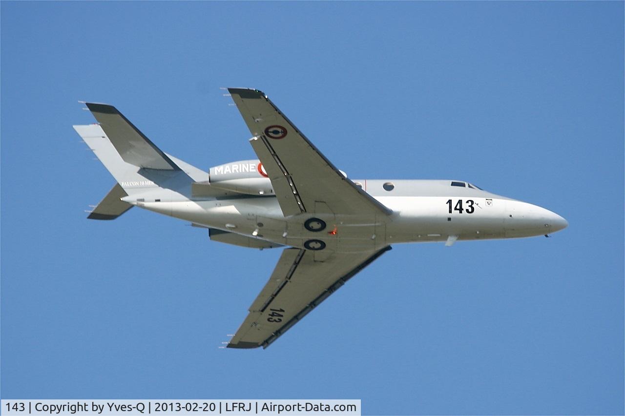 143, 1979 Dassault Falcon 10MER C/N 143, Dassault Falcon 10 MER, Climbing from rwy 08, Landivisiau naval air base (LFRJ)