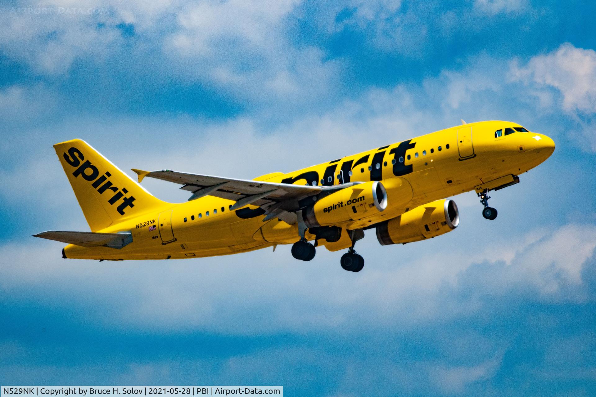 N529NK, 2007 Airbus A319-132 C/N 3007, Departure from KPBI