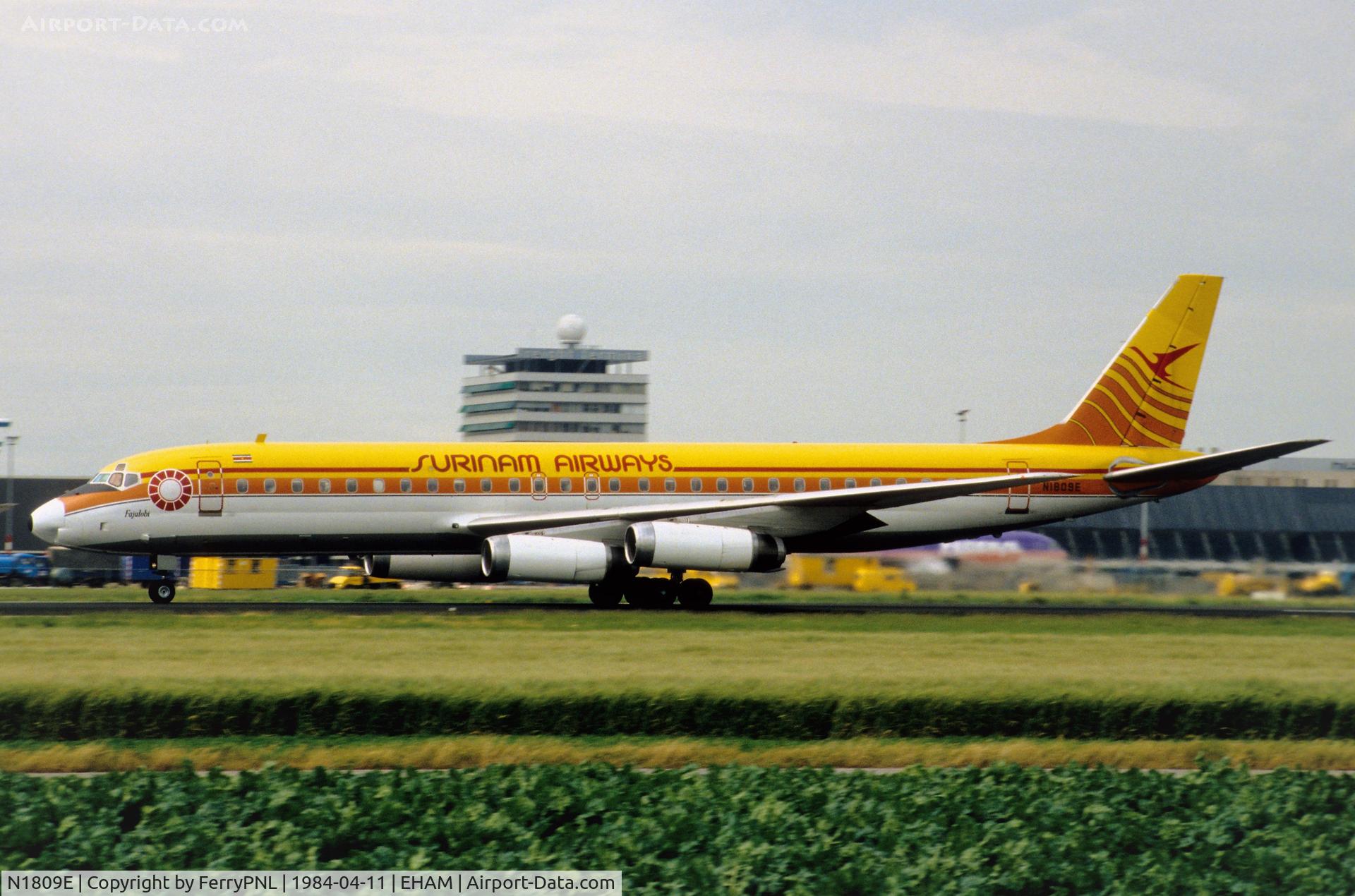 N1809E, 1969 Douglas DC-8-62 C/N 46107, Surinam DC-8-62  departing AMS