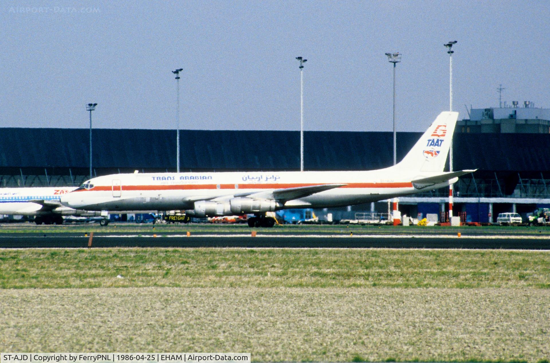 ST-AJD, 1966 Douglas DC-8F-55 C/N 45764, TAAT DC-8F-55 taxiing to the cargo apron