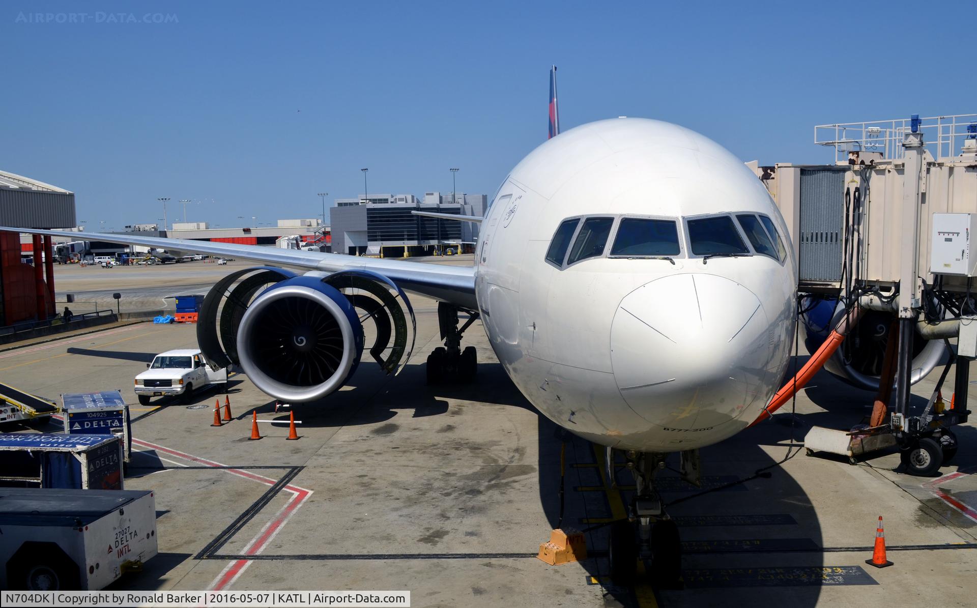 N704DK, 2009 Boeing 777-232/LR C/N 29739, Number two engine cowling open for inspection Atlanta