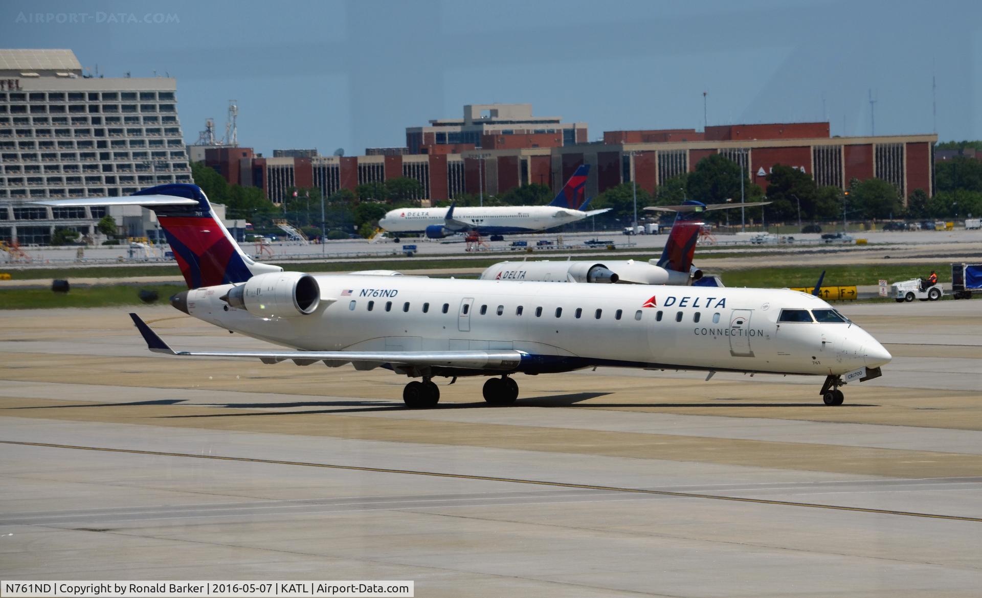 N761ND, 2005 Bombardier CRJ-700 (CL-600-2C10) Regional Jet C/N 10213, Taxi Atlanta