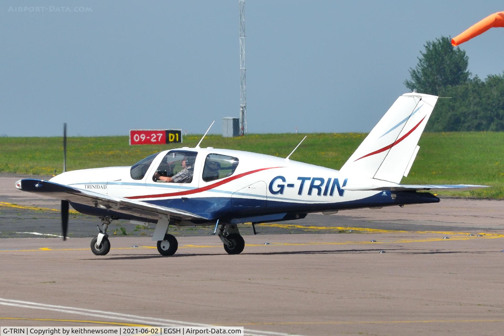 G-TRIN, 1990 Socata TB-20 Trinidad C/N 1131, Arriving at Norwich.