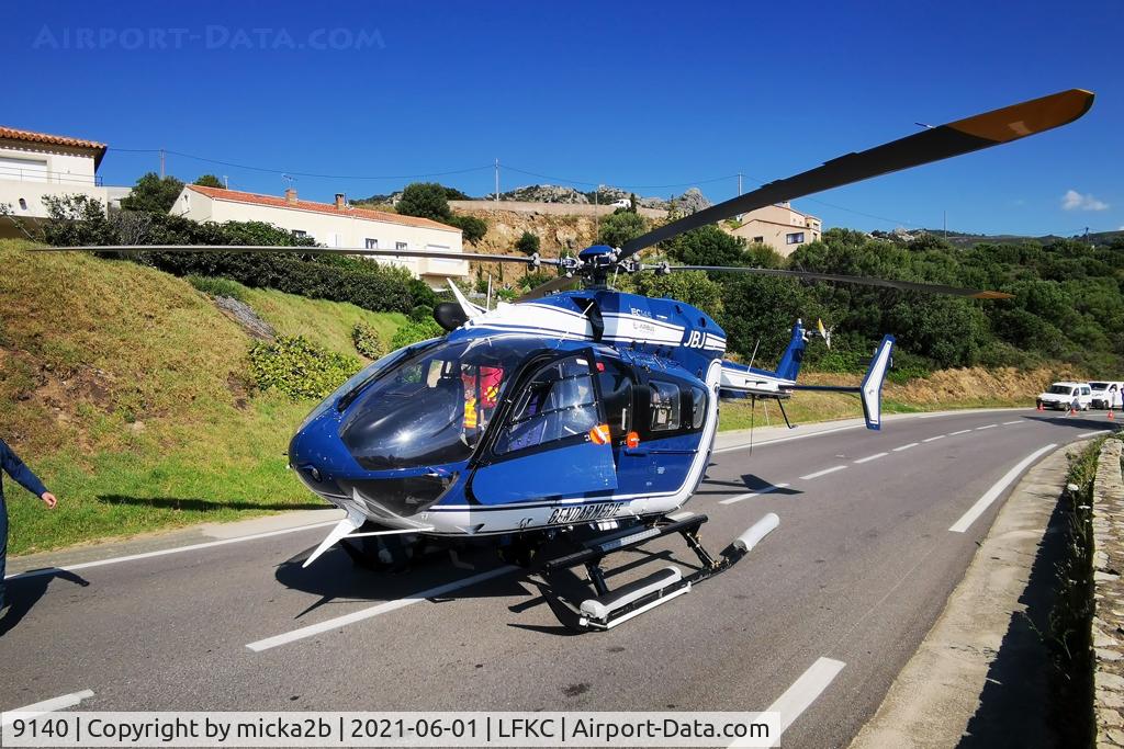 9140, Eurocopter-Kawasaki EC-145 (BK-117C-2) C/N 9140, Parked at Corbara