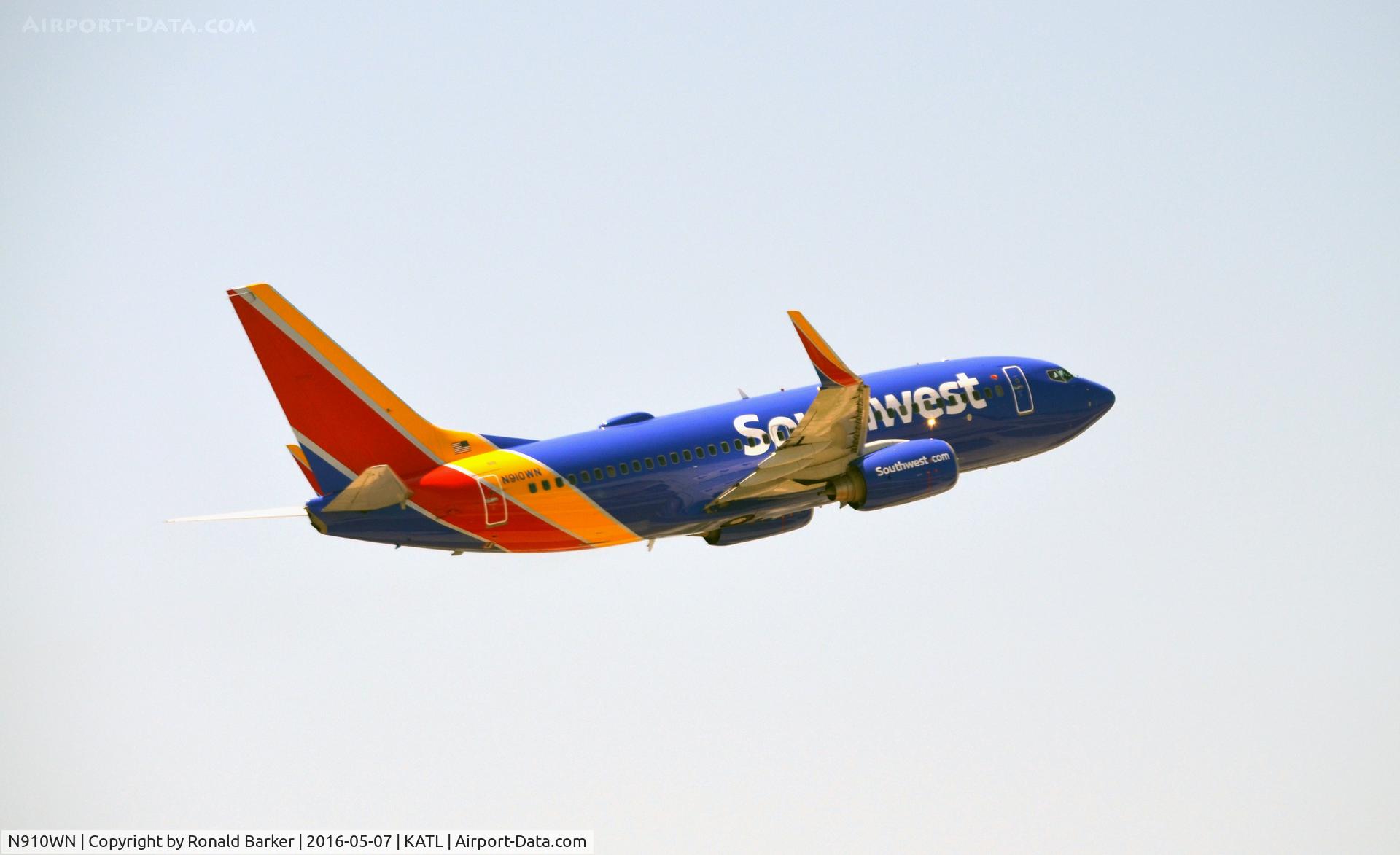 N910WN, 2008 Boeing 737-7H4 C/N 36618, Departure Atlanta