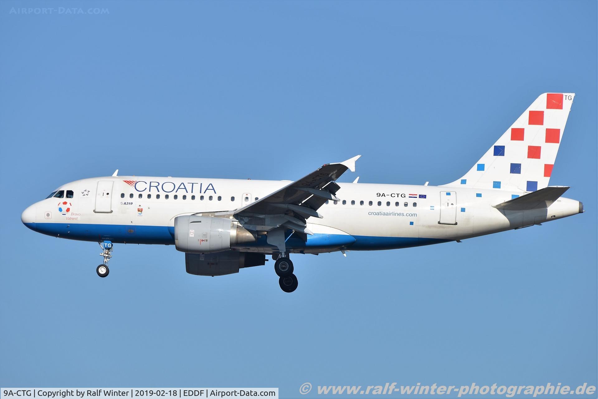 9A-CTG, 1998 Airbus A319-112 C/N 767, Airbus A319-112 - OU CTN Croatia Airlines 'Zadar' - 767 - 9A-CTG - 18.02.2019 - FRA