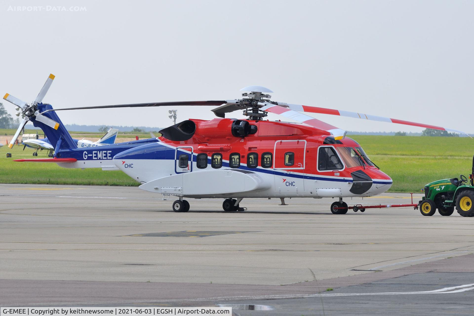 G-EMEE, 2011 Sirkorsky S-92A C/N 920158, Parked at Norwich.