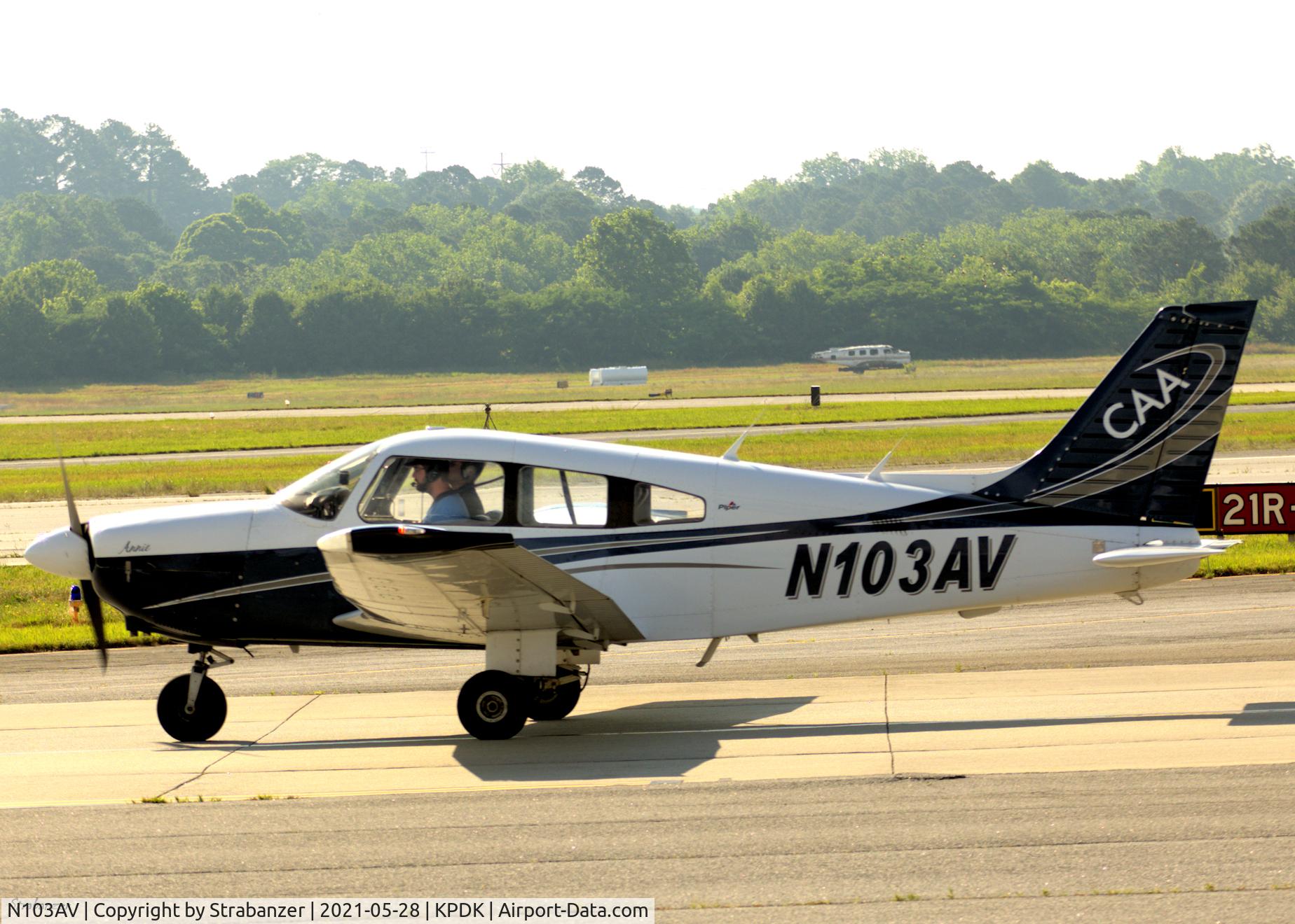 N103AV, 1983 Piper PA-28-181 C/N 28-8390084, Taxiing in after local instruction flying.