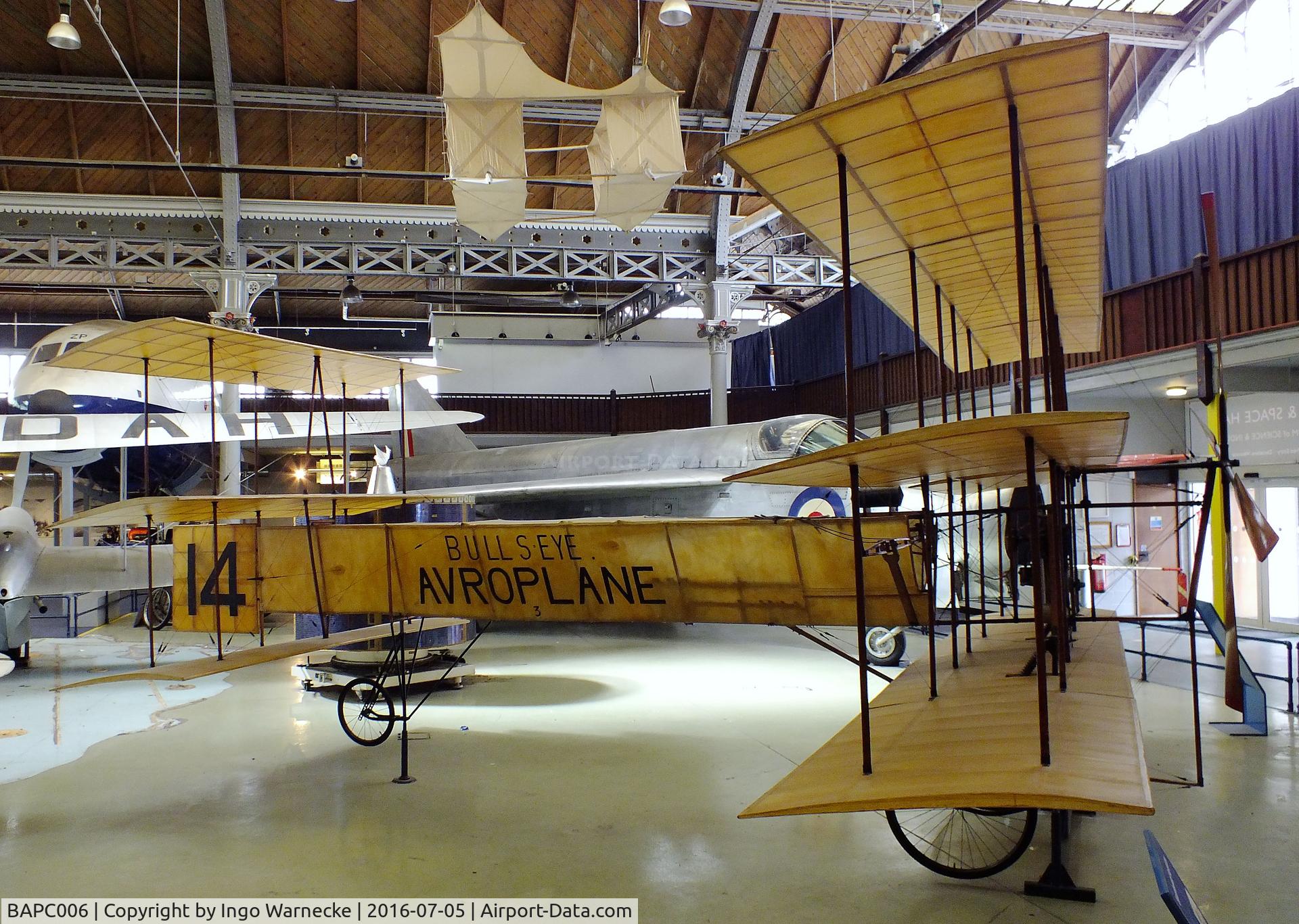 BAPC006, 1953 A V Roe Triplane Type IV Replica C/N BAPC.006, Alliott Verdon Roe (A V Roe) Triplane Type IV 'AVROPLANE' replica at the Museum of Science and Industry, Manchester
