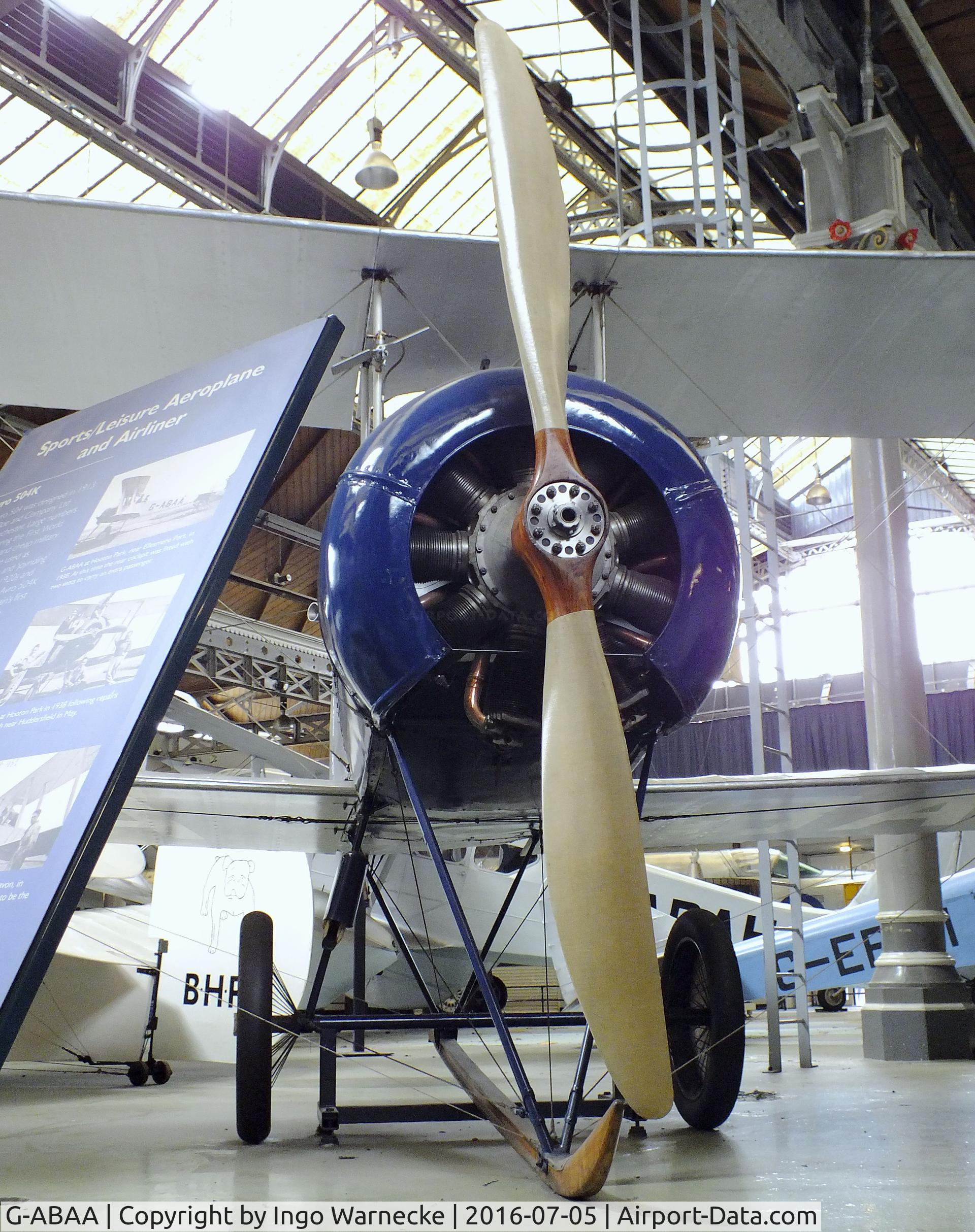 G-ABAA, Avro 504K C/N H2311, Avro 504K at the Museum of Science and Industry, Manchester