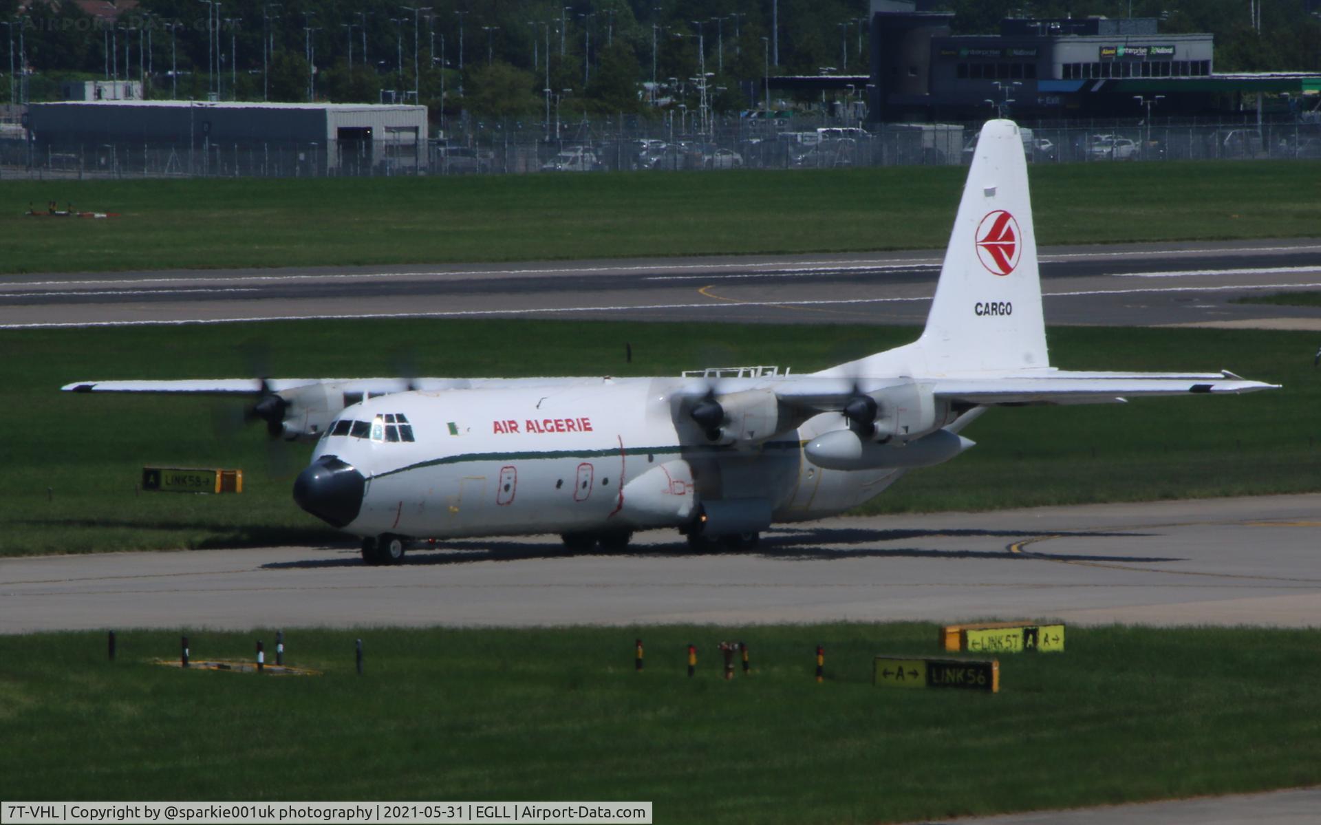 7T-VHL, 1981 Lockheed L-100-30 Hercules (L-382G) C/N 382-4886, seen at LHR during her visit over the weekend