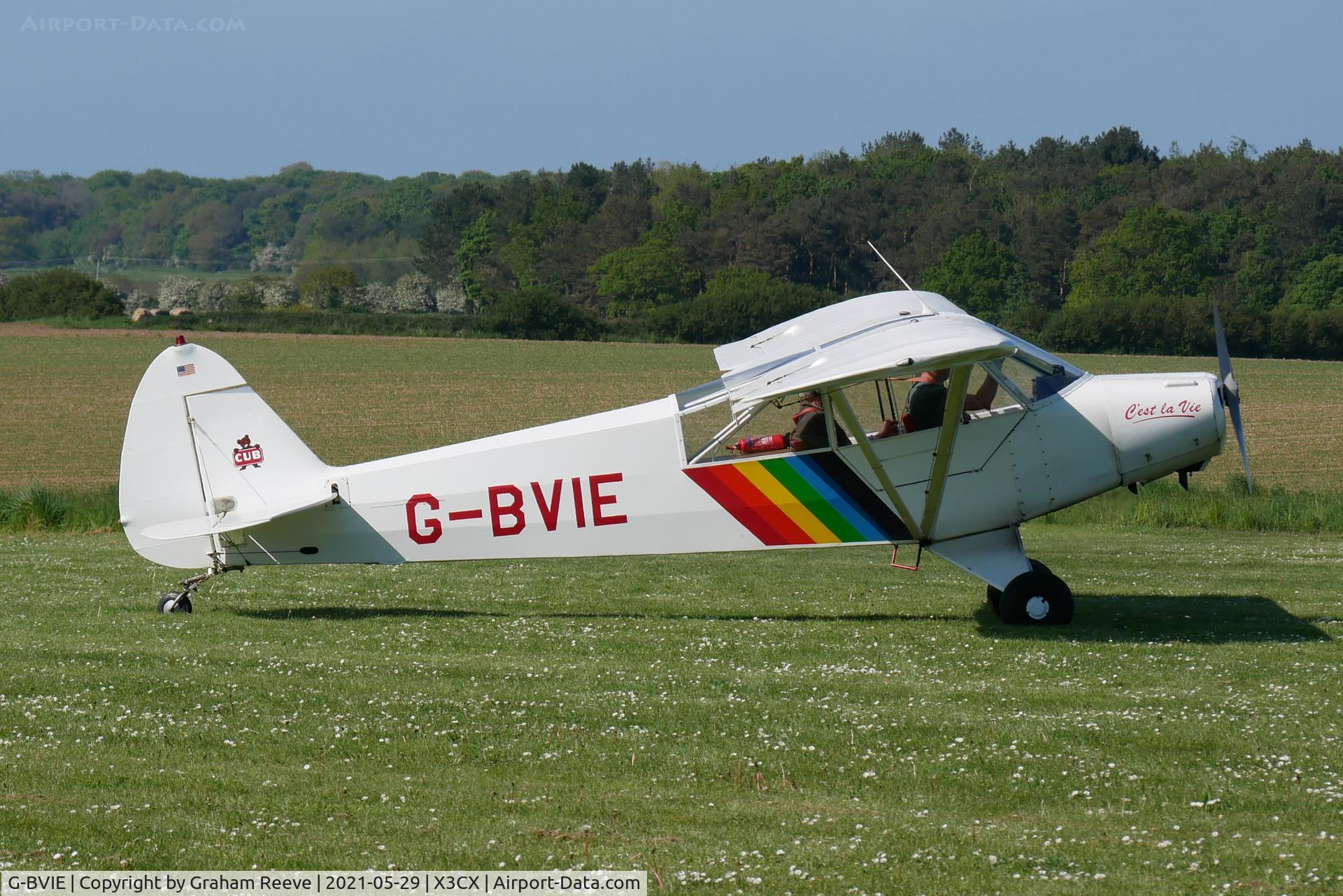 G-BVIE, 1949 Piper L-18C Super Cub C/N 18-1549, Just landed at Northrepps.