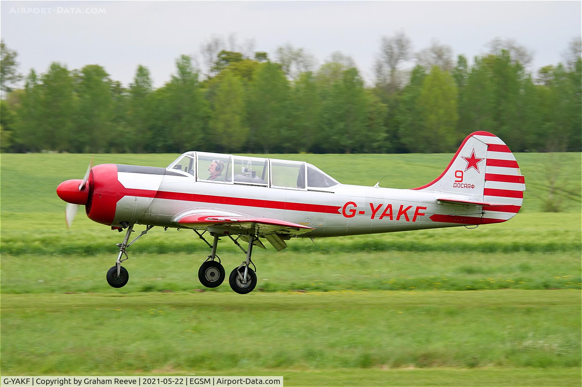 G-YAKF, 1991 Yakovlev (Aerostar) Yak-52 C/N 9111205, Landing at Beccles.