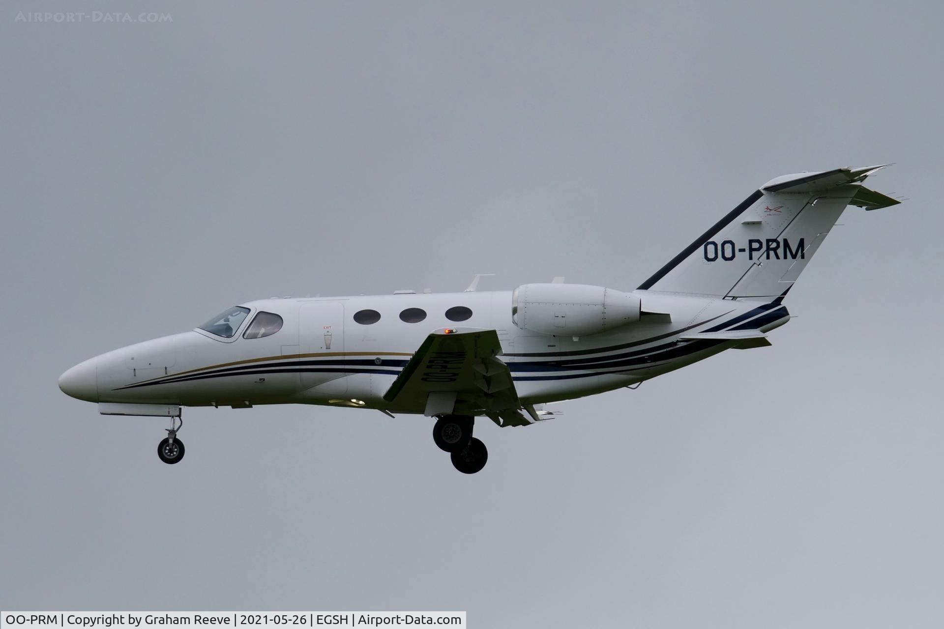 OO-PRM, 2008 Cessna 510 Citation Mustang Citation Mustang C/N 510-0125, Landing at Norwich.