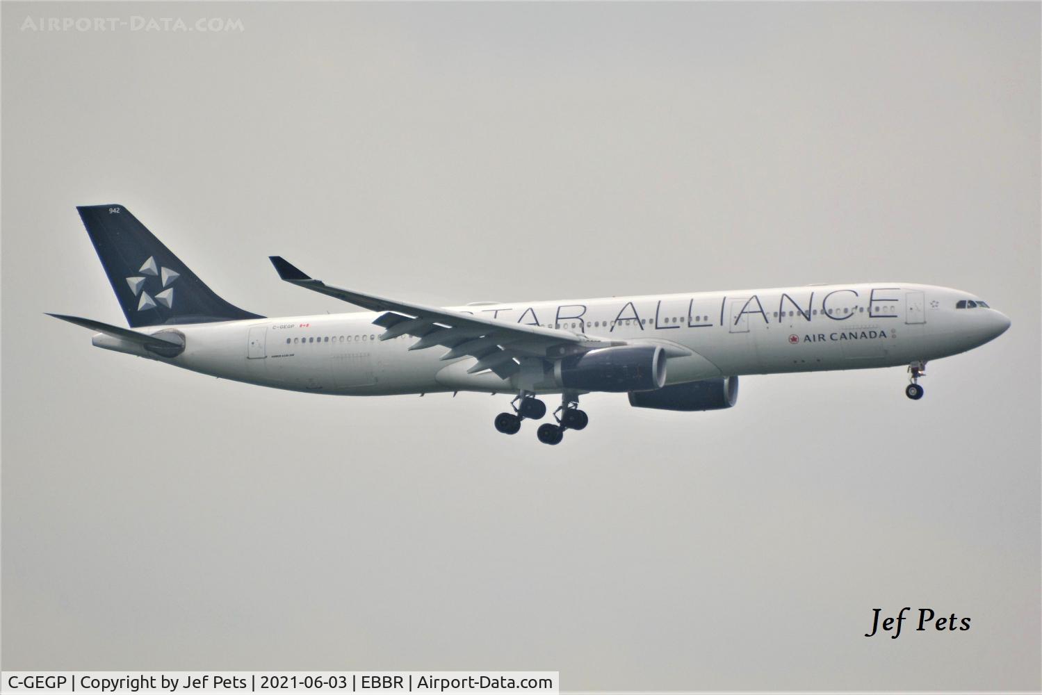 C-GEGP, 2009 Airbus A330-343E C/N 1015, Landing at Brussels Airport.