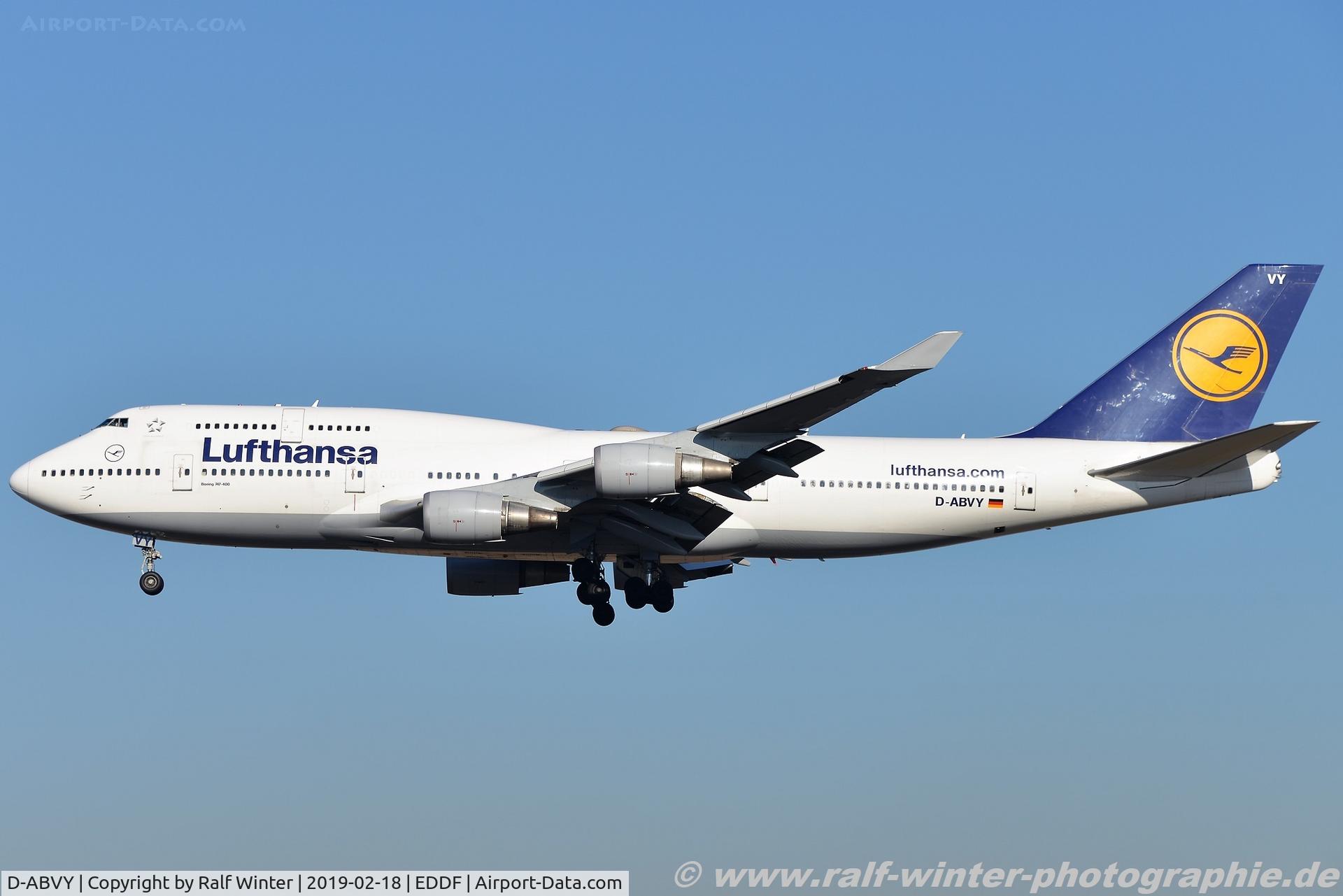 D-ABVY, 2000 Boeing 747-430 C/N 29869, Boeing 747-430 - LH DLH Lufthansa 'Nordrhein-Westfalen' - 29869 - D-ABVY - 18.02.2019 - FRA