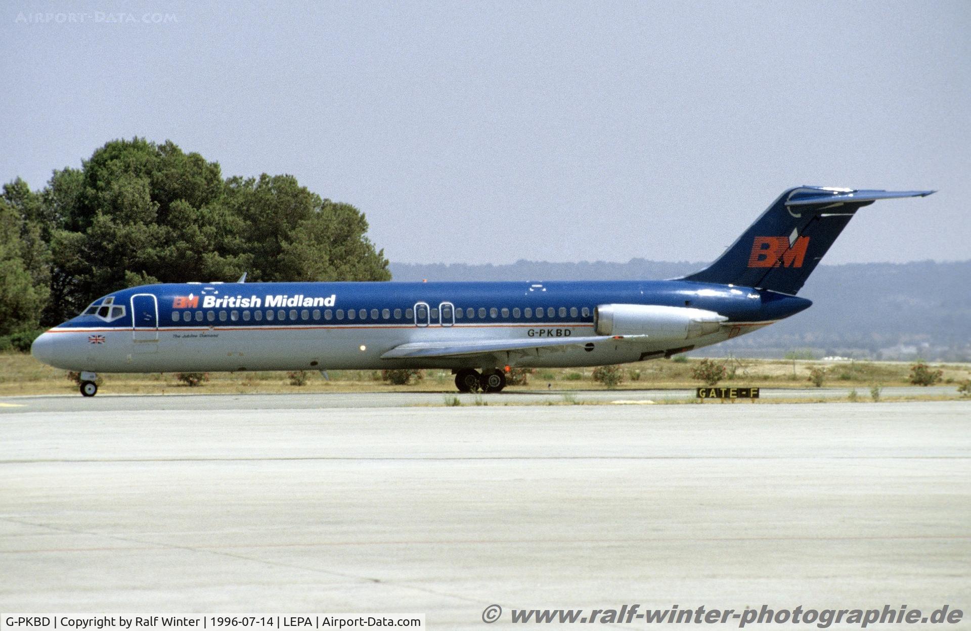 G-PKBD, 1974 McDonnell Douglas DC-9-32 C/N 47666, McDonnell Douglas DC-9-32 - BD BMABritish Midland 'The Jubilee Diamond' - 47666 - G-PKBD - 1996 - PMI