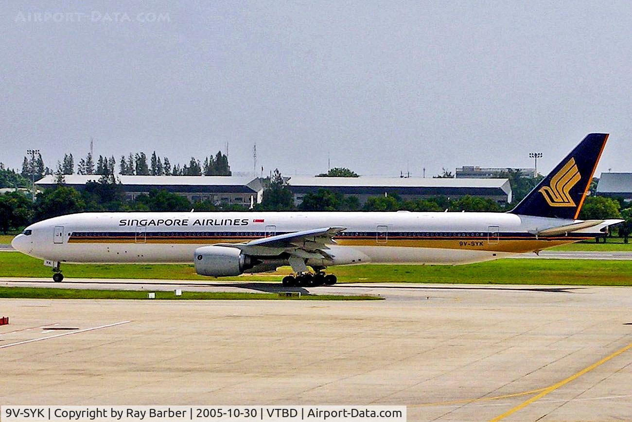 9V-SYK, 2005 Boeing 777-312 C/N 33375, 9V-SYK   Boeing 777-312 [33375] (Singapore Airlines) Bangkok Int'l~HS 30/10/2005