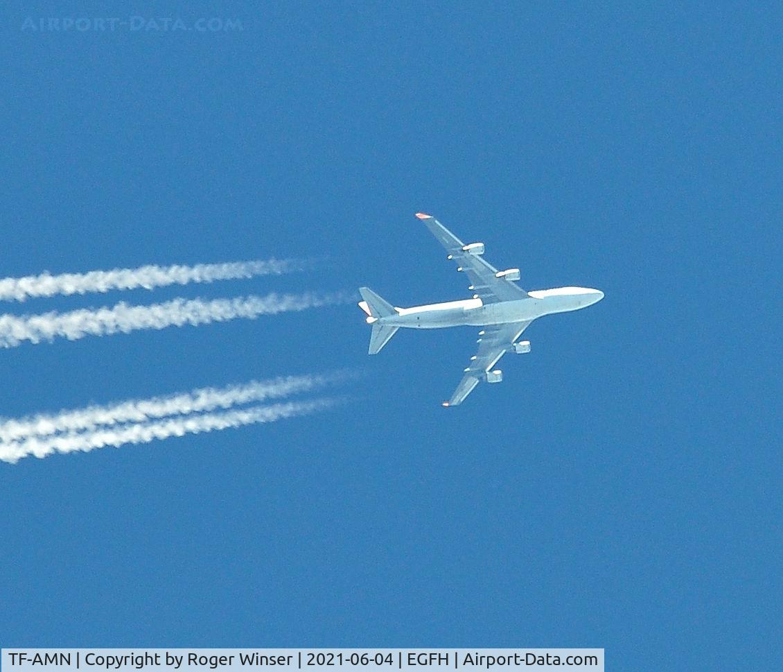 TF-AMN, 1998 Boeing 747-4F6 C/N 27602, B747 operated by Magma Aviation eastbound at 37000 feet over the airport.