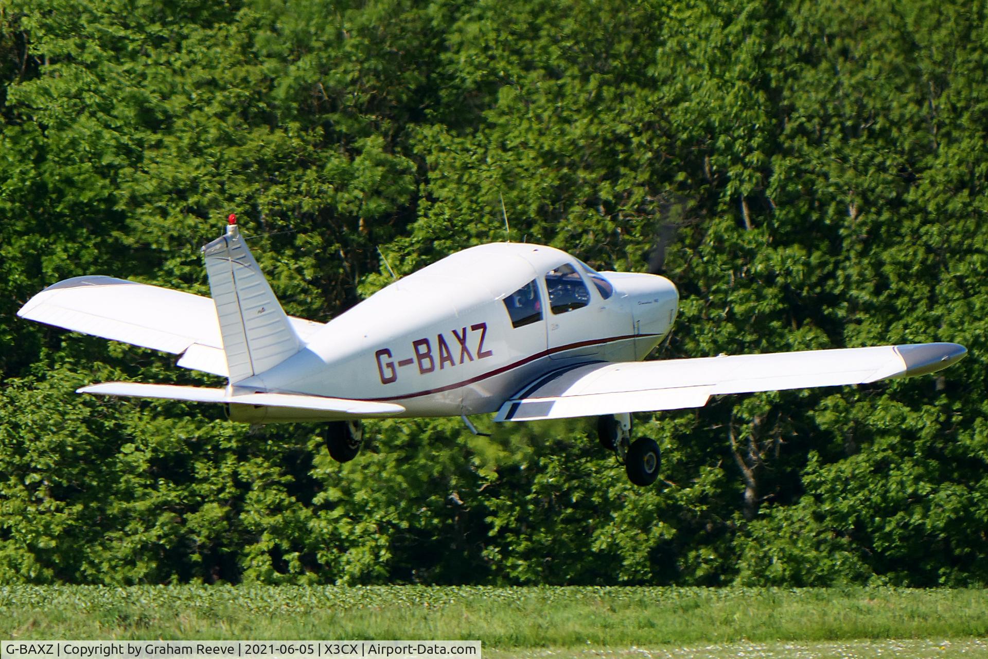 G-BAXZ, 1970 Piper PA-28-140 Cherokee C C/N 28-26760, Departing from Northrepps.