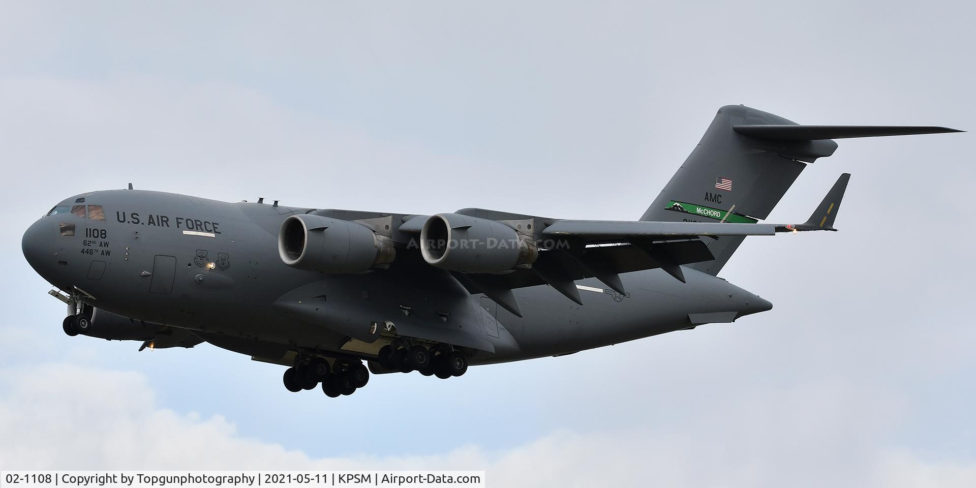 02-1108, 2002 Boeing C-17A Globemaster III C/N 50116/F115/P108, REACH867 landing RW34