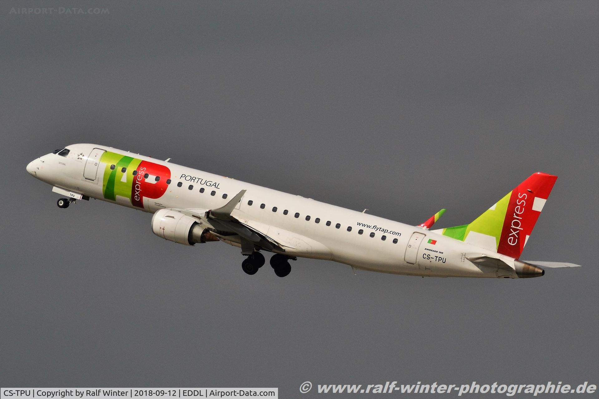 CS-TPU, 2011 Embraer 190LR (ERJ-190-100LR) C/N 19000506, Embraer ERJ-190LR 190-100LR - NI PGA Portugalia opf TAP Express 'Setubal' - 19000506 - CS-TPU - 12.09.2018 - DUS