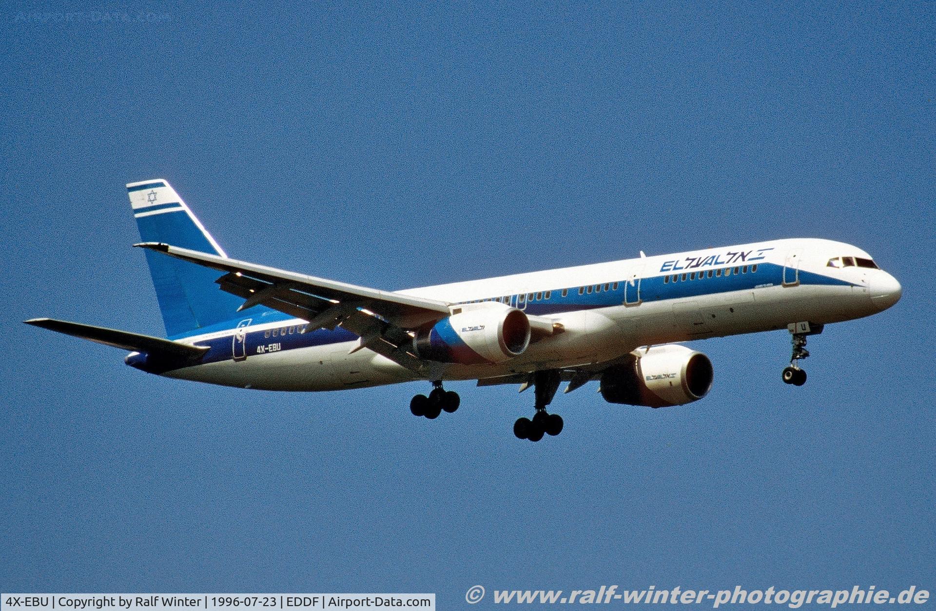 4X-EBU, 1993 Boeing 757-258 C/N 26053/529, Boeing 757-258ER - LY ELY El Al Israel Airlines - 26053 - 4X-EBU - 23.07.1996 - FRA