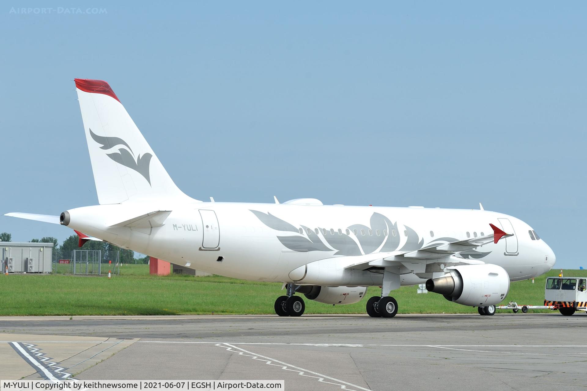 M-YULI, 2012 Airbus ACJ319 (A319-115/CJ) C/N 5040, Towed to spray shop.