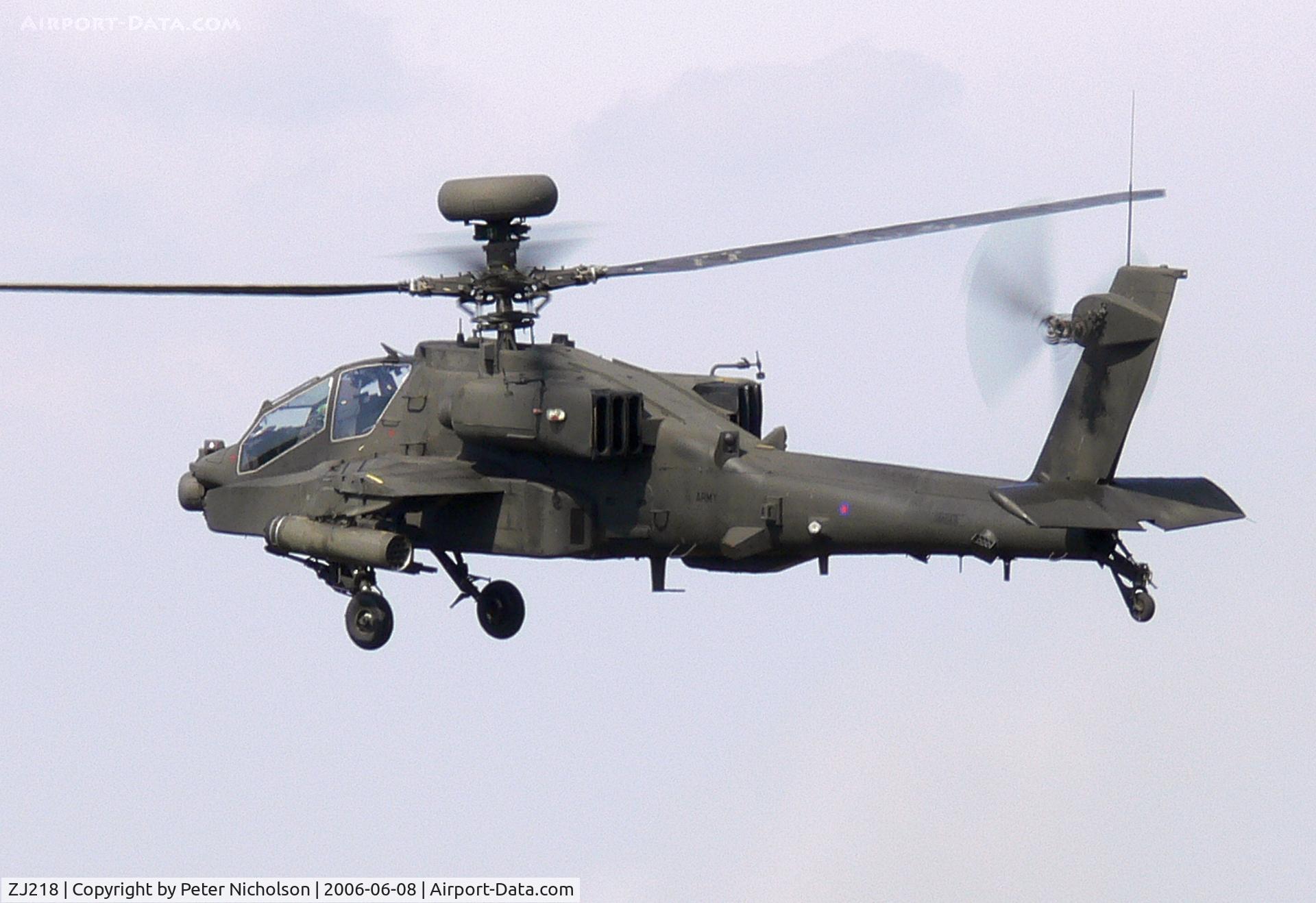 ZJ218, 2003 Westland Apache AH.1 C/N DU052/WAH052, Apache AH.1 of 664 Squadron, callsign Outlaw 1, in action with Forward Air Controllers in the Summer of 2006.