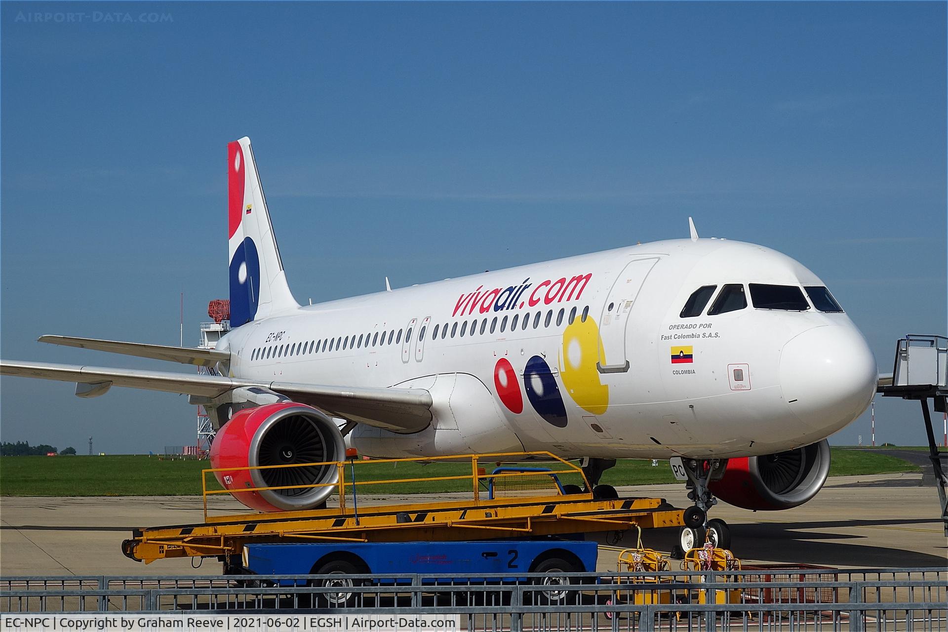 EC-NPC, 2009 Airbus A320-214 C/N 3931, Parked on stand at Norwich.