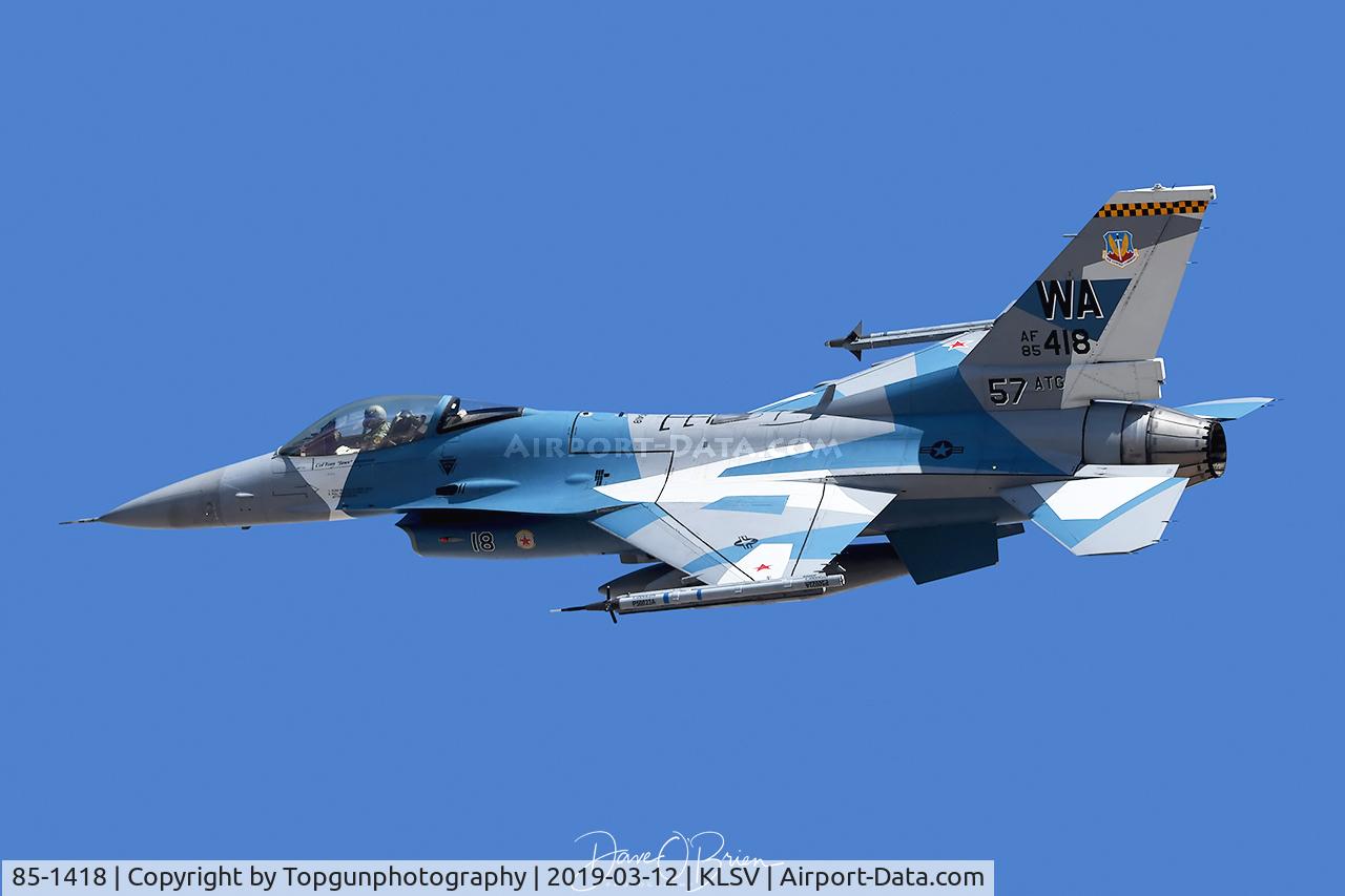 85-1418, 1983 General Dynamics F-16C Fighting Falcon C/N 5C-198, 57th ATG Wing Jet in Splinter Camo