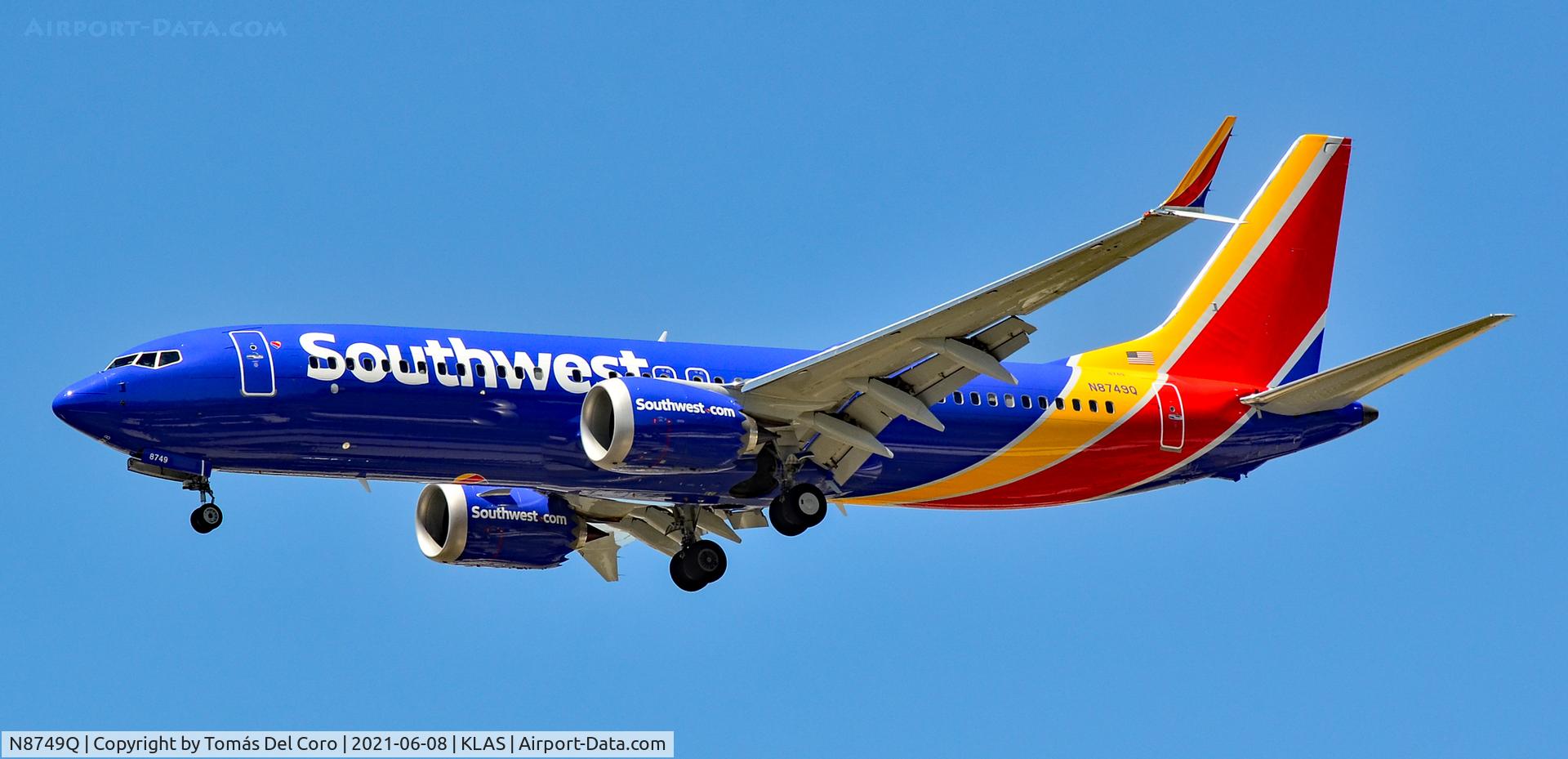 N8749Q, 2021 Boeing B738 C/N 62543, N8749Q Southwest Airlines Boeing 737-8 MAX s/n 62543 - Las Vegas - McCarran International Airport (LAS / KLAS)
USA - Nevada June 8, 2021
Photo: Tomás Del Coro