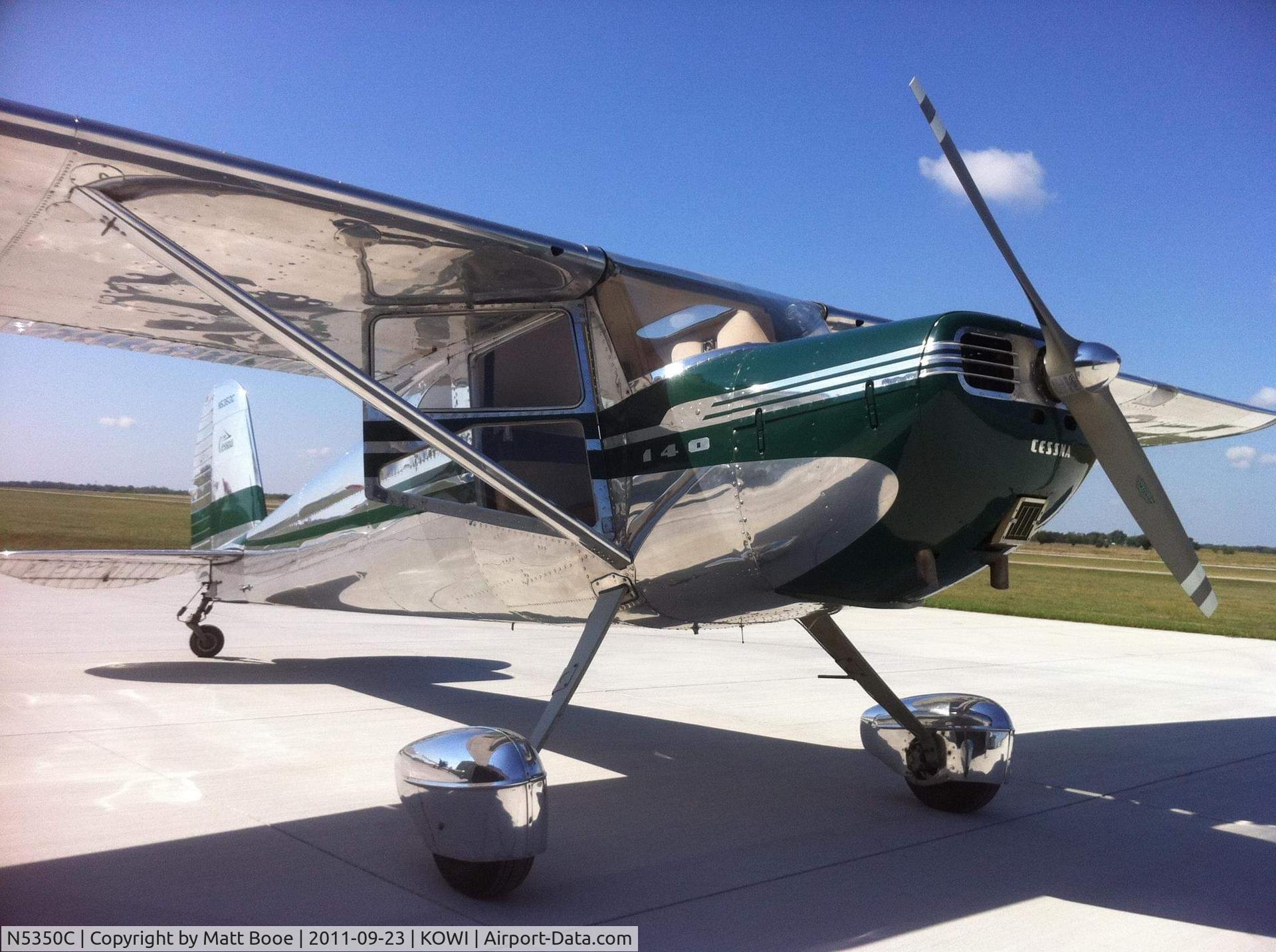 N5350C, 1950 Cessna 140A C/N 15573, At Ottawa Kansas before heading home to Brazil Indiana.