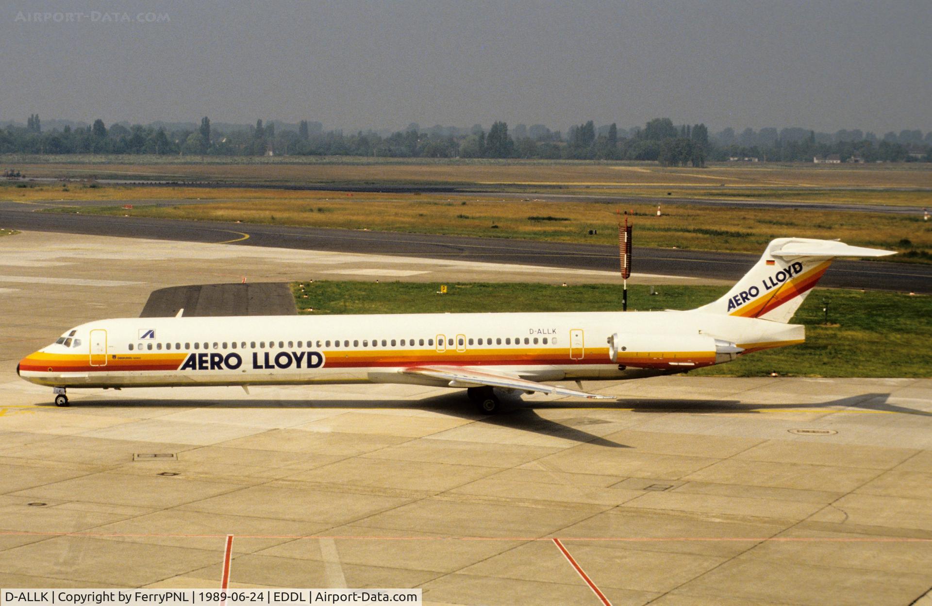 D-ALLK, 1988 McDonnell Douglas MD-83 (DC-9-83) C/N 49769, Aerolloyd MD83 arriving