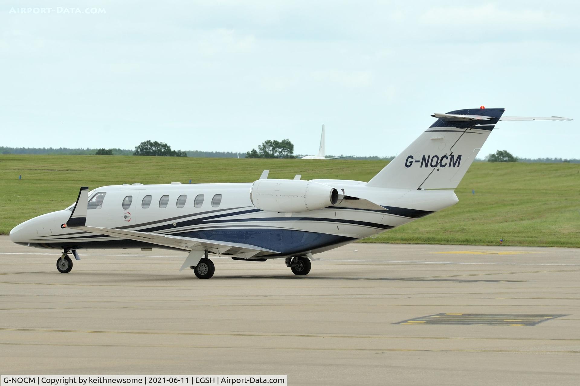 G-NOCM, 2005 Cessna 525A CitationJet CJ2 C/N 525A-0239, Arriving at Norwich from Aberdeen.
