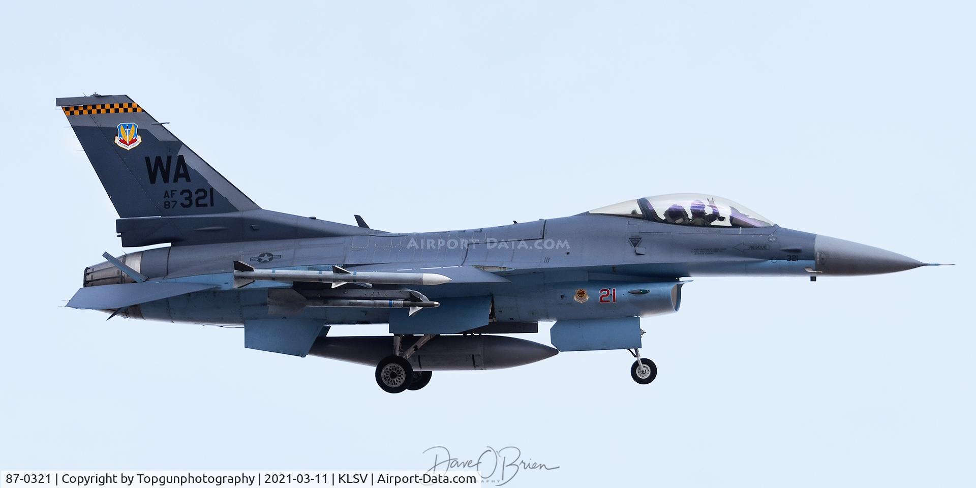 87-0321, General Dynamics F-16C Fighting Falcon C/N 5C-582, IVAN11 returning from a Red Flag sortie and waiving to the poparazzi