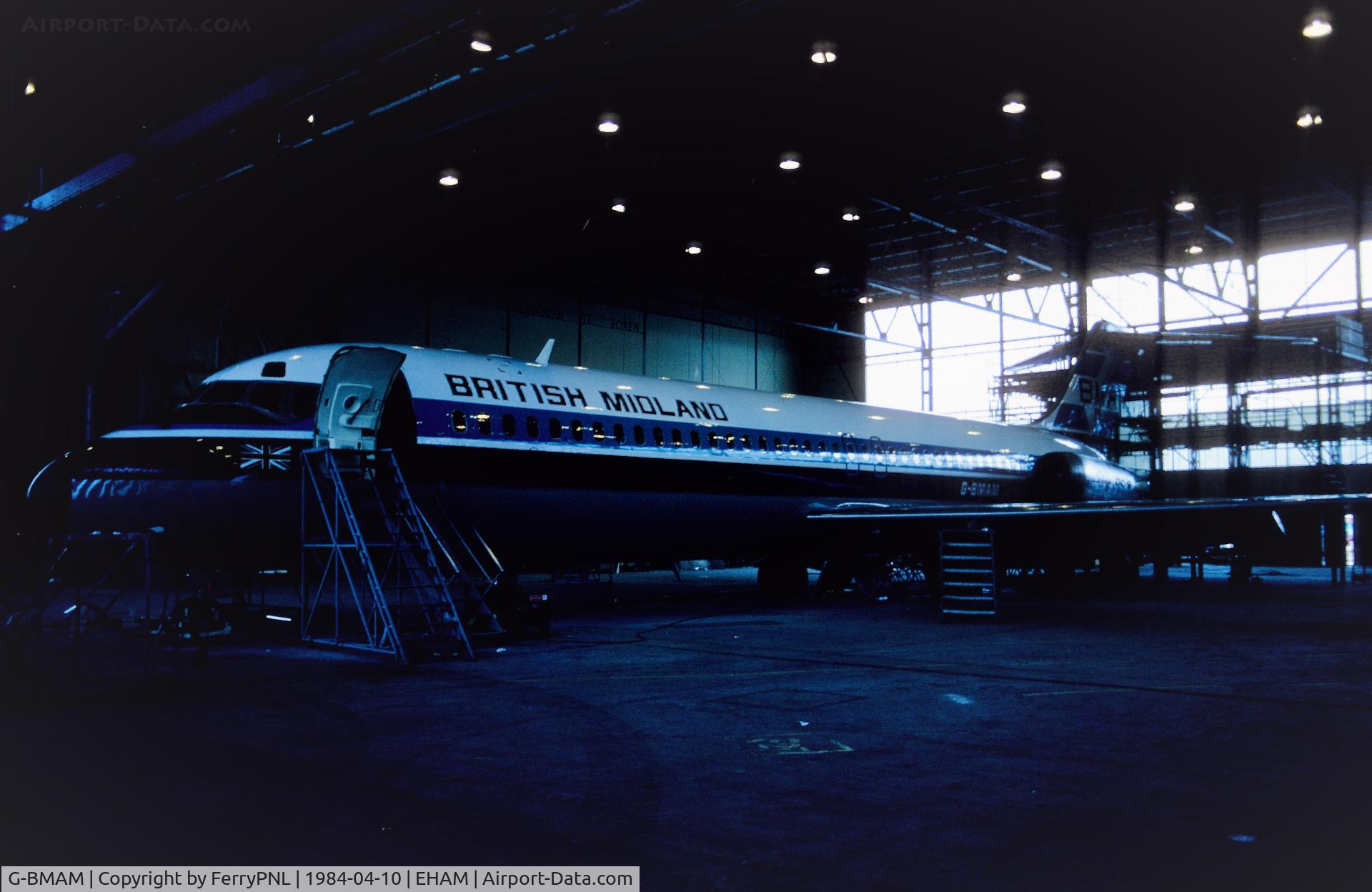 G-BMAM, 1970 Douglas DC-9-32 C/N 47468, British Midland DC-9-32 being serviced in KLM hangar