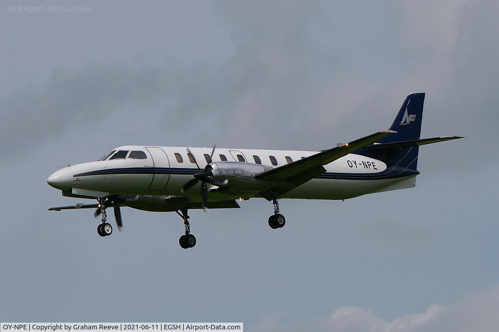 OY-NPE, 1994 Fairchild SA-227DC Metro 23 C/N DC-867B, Landing at Norwich.