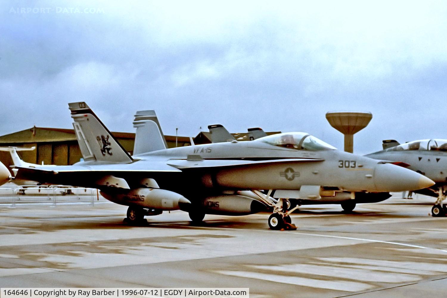 164646, McDonnell Douglas F/A-18C Hornet C/N 1070/C275, 164646   McDonnell Douglas F/A-18C Hornet [C275] (United States Navy) RNAS Yeovilton~G @ 12/07/1996