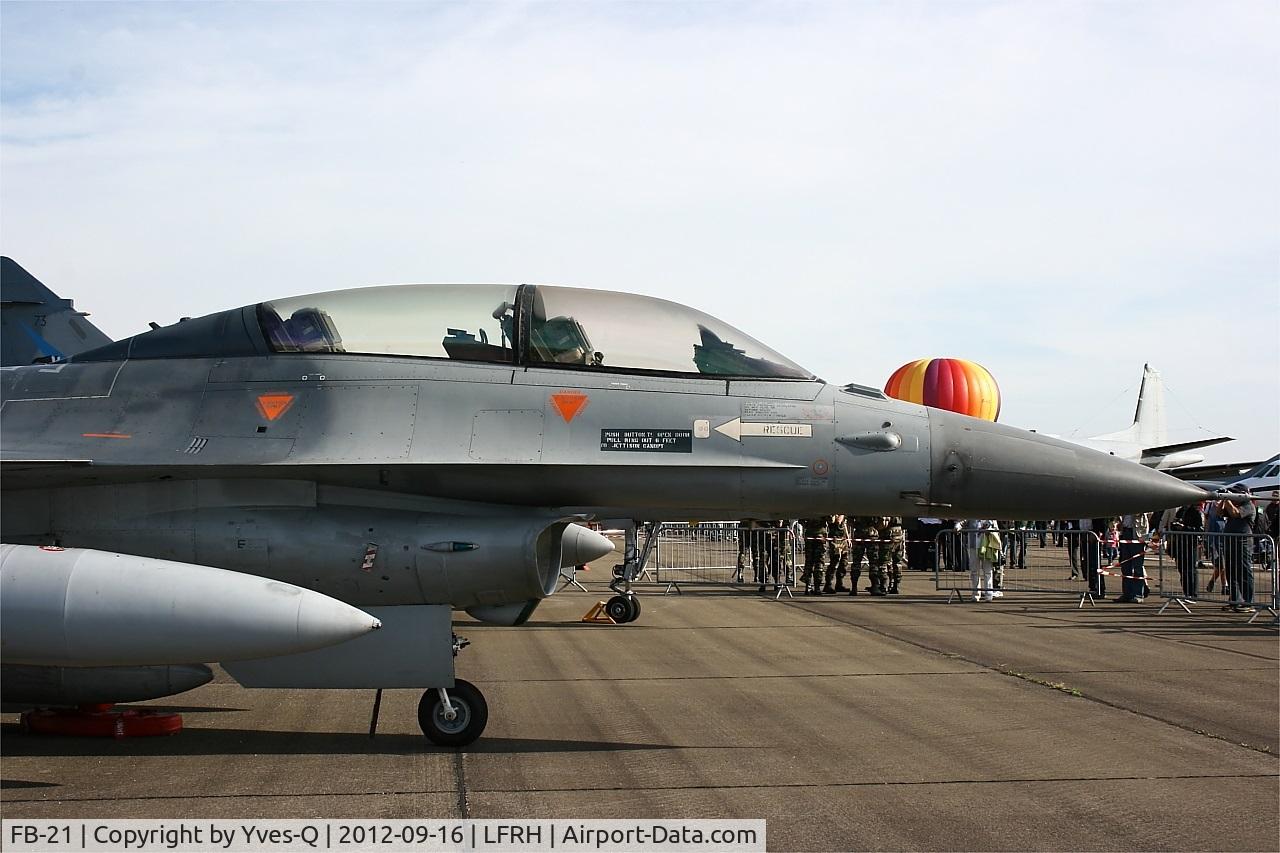 FB-21, General Dynamics F-16B Fighting Falcon C/N 6J-21, General Dynamics F-16BM Falcon, Static display, Lann Bihoué Naval Air Base (LFRH-LRT) Open day 2012
