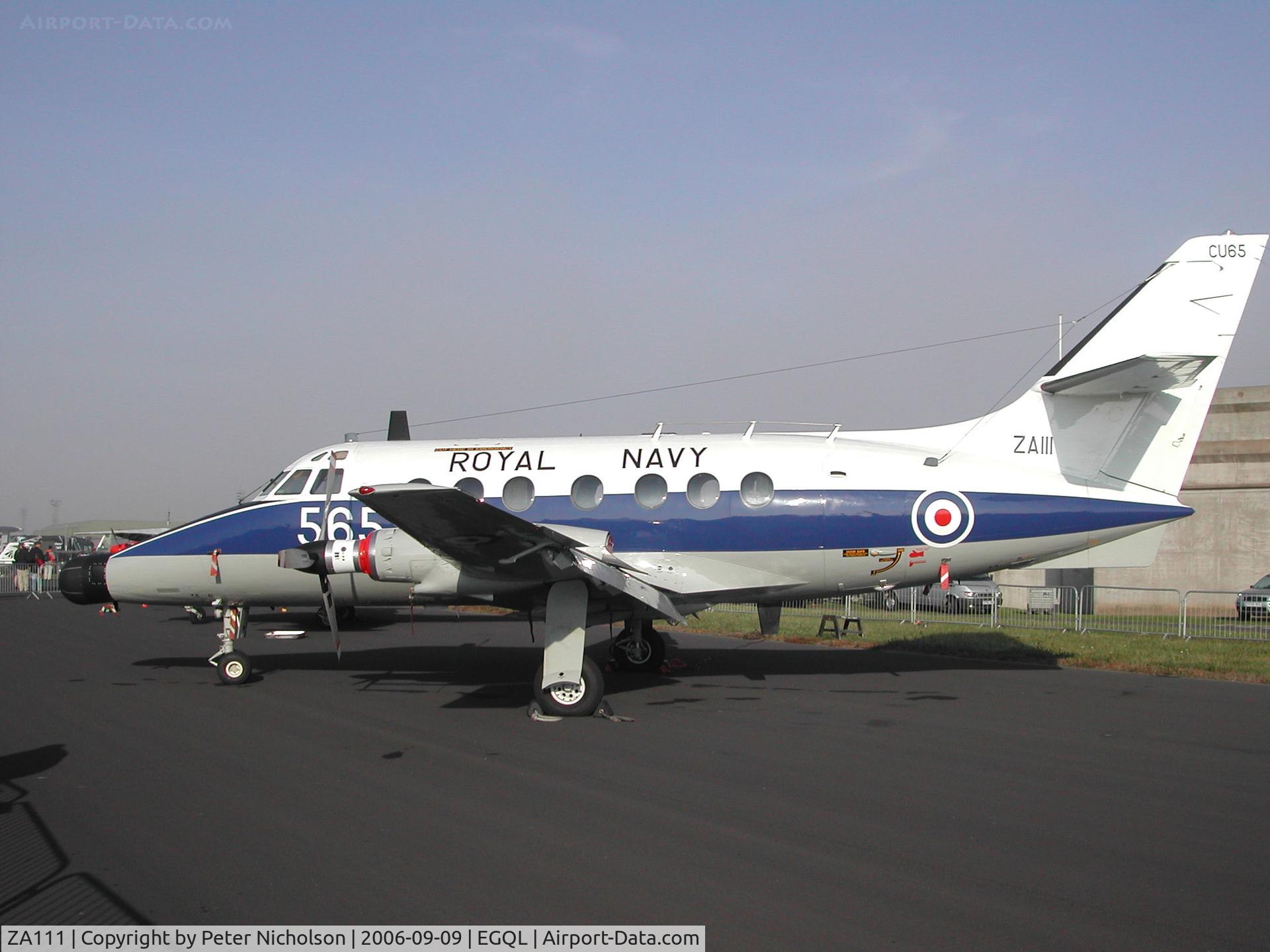 ZA111, Scottish Aviation HP-137 Jetstream T.2 C/N 211, Jetstream T.2, callsign Navy 565, of 750 Naval Air Squadron at RNAS Culdrose on display at the 2006 RAF Leuchars Airshow.