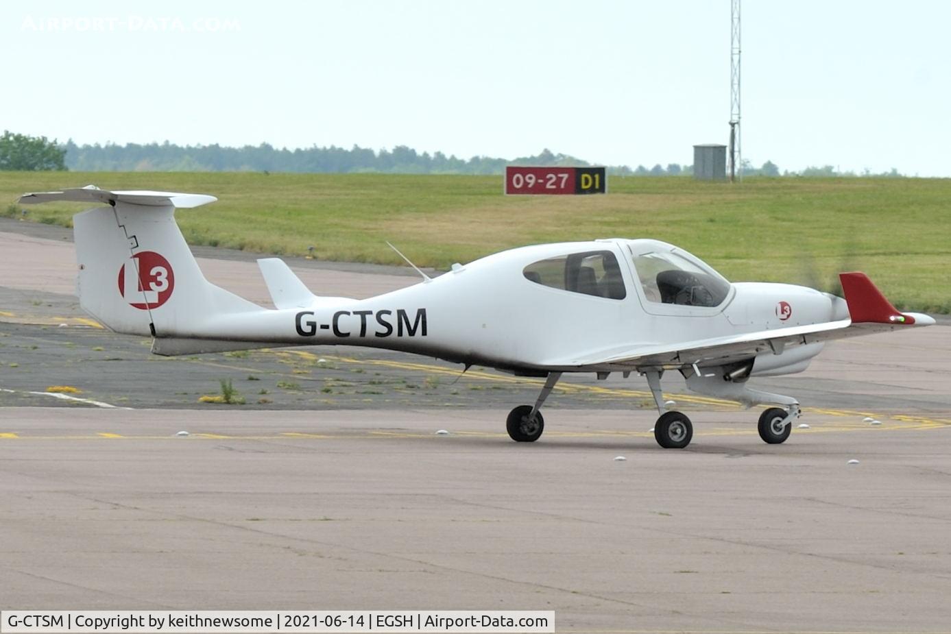 G-CTSM, 2016 Diamond DA-40NG Diamond Star C/N 40.N311, Leaving Norwich for Cranfield.