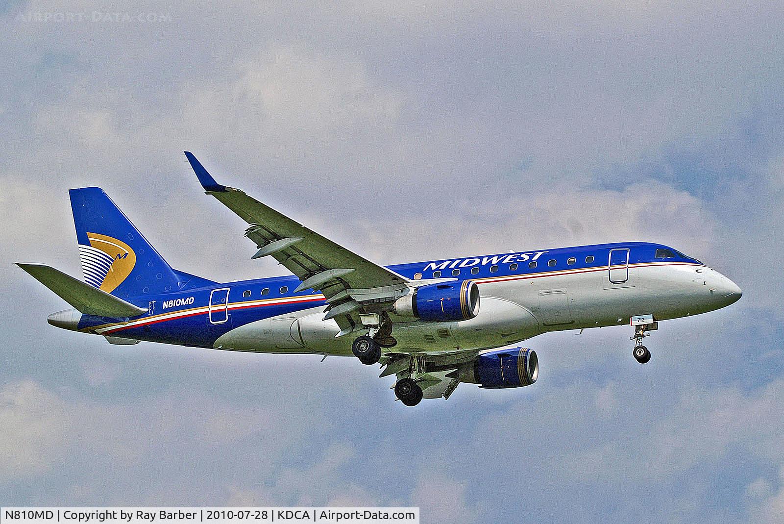 N810MD, 2004 Embraer 170SU (ERJ-170-100SU) C/N 17000026, N810MD   Embraer ERJ-170-100SU [17000026] (Midwest Airlines) Washington-Ronald Reagan National~N 28/07/2010