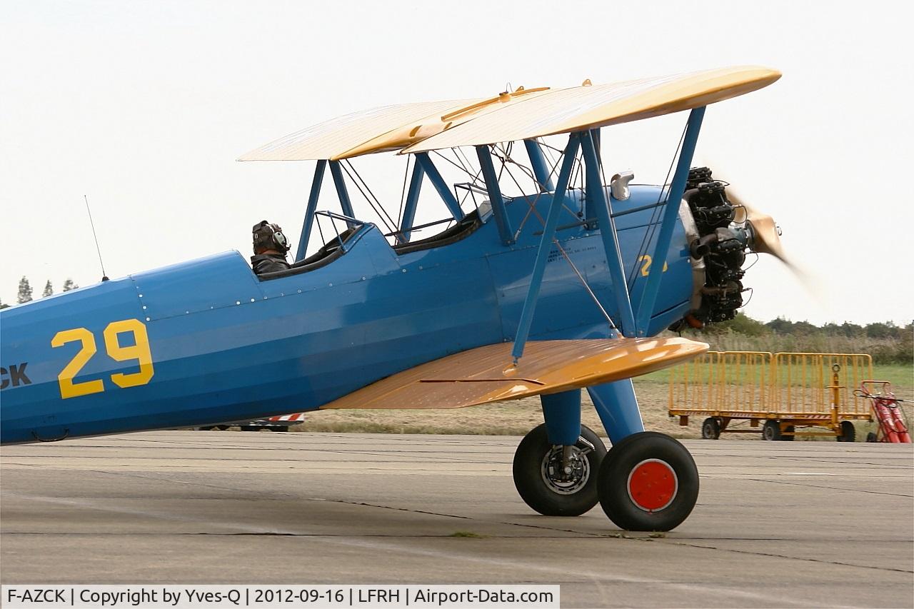 F-AZCK, 1941 Boeing A75N1 (PT-17) C/N 75-1653, Boeing Stearman A, Taxiing, Lann Bihoué Air Base (LFRH-LRT) Open day 2012