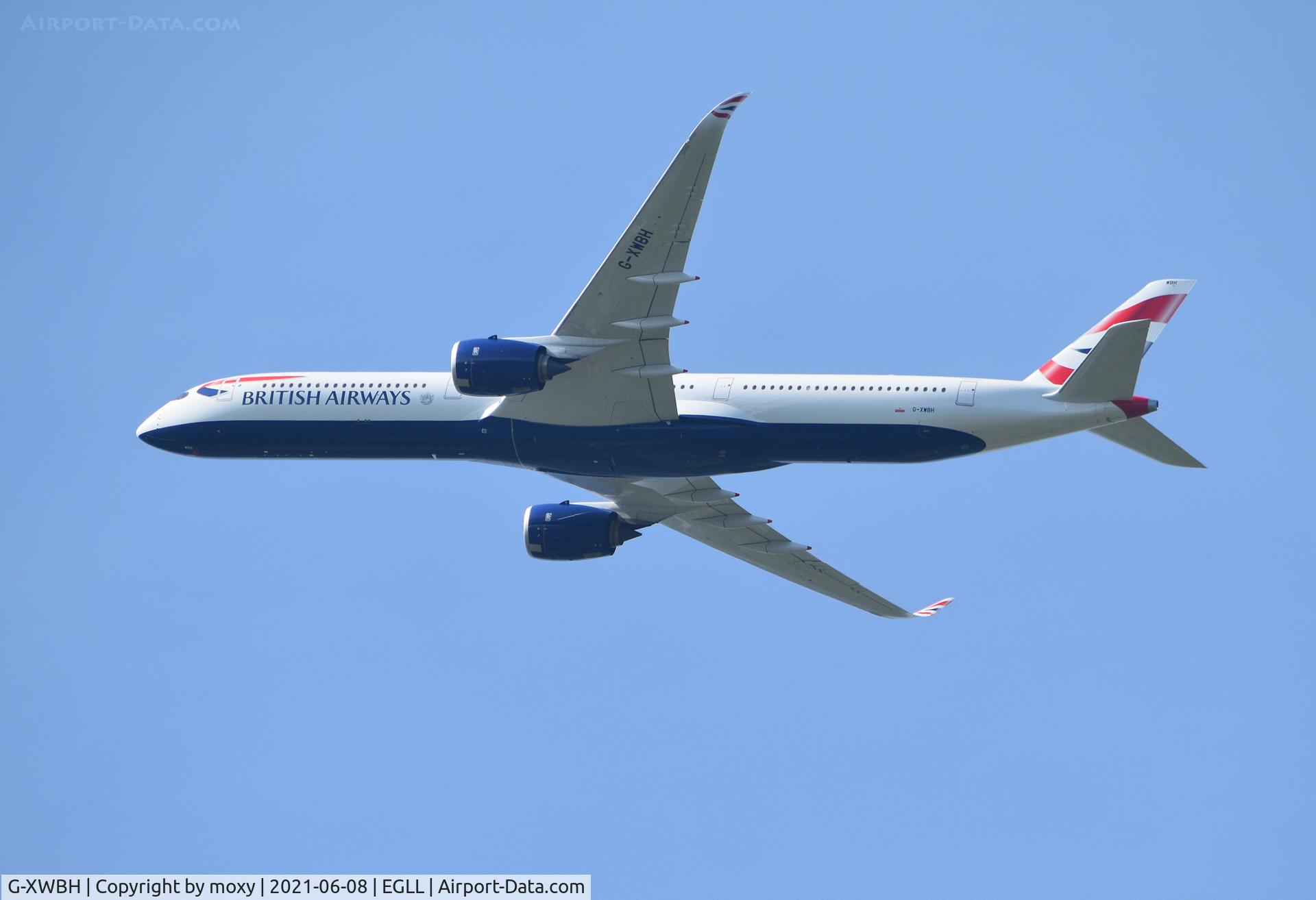 G-XWBH, 2019 Airbus A350-1041 C/N 446, Airbus A350-1041 departing London Heathrow.