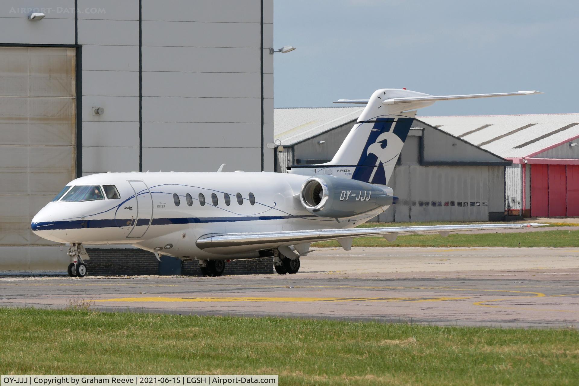 OY-JJJ, 2011 Hawker Beechcraft 4000 C/N RC-57, Parked at Norwich.