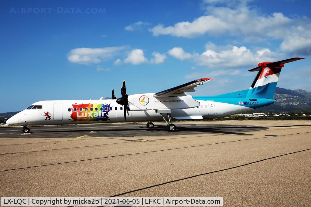 LX-LQC, 2015 De Havilland Canada DHC-8-400Q Dash 8 C/N 4513, Parked with new colour patch